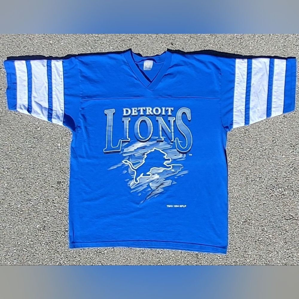 Vtgโ1994 NFL Detroit Lions Compeditor Brand V-Neck T-Shirt Size Large